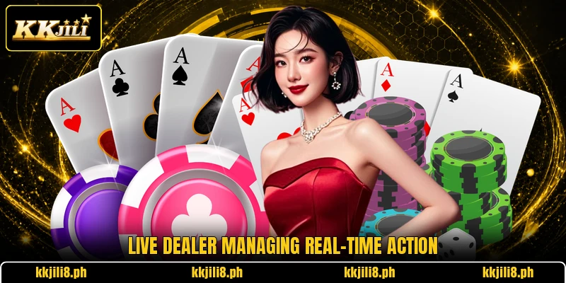 Live dealer managing real-time action