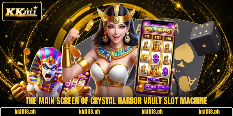 The main screen of Crystal Harbor Vault slot machine